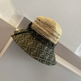 Fendi Fashion Collage FF Straw Hat Sunshade Hat