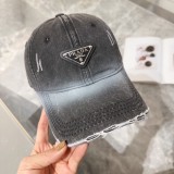 Prada Classic Classic Triangle Baseball Hat Baseball Hat Couple Versatile Washed Duck Tongue Hat