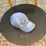 Prada Fashion Triangle Perforated Baseball Hat Versatile Couple Sunshade Hat