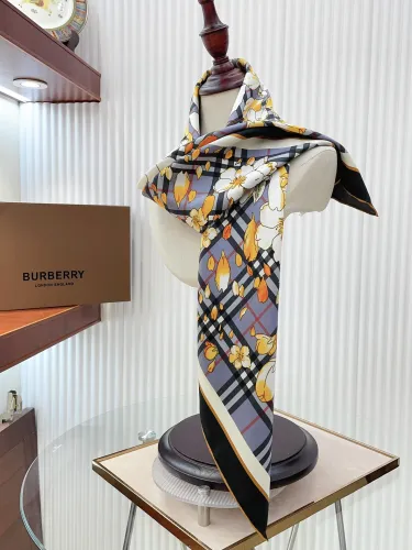 Burberry Fashion Light Luxury Flower Plaid Printed Silk Square Scarf 90 * 90cm