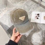 Prada Classic Classic Triangle Baseball Hat Baseball Hat Couple Versatile Washed Duck Tongue Hat