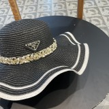 Prada New Sun Protection Lotus Edge Big Brimmed Top Hat Straw Hat