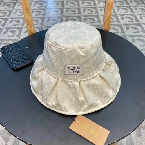 Burberry Fashion Pearl Sunshade and Sunscreen Bucket Cap Fisherman Hat