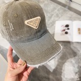 Prada Classic Classic Triangle Baseball Hat Baseball Hat Couple Versatile Washed Duck Tongue Hat