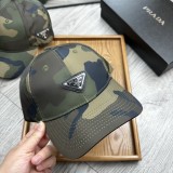 Prada Classic Camo Gliding Umbrella Fabric Triangle Logo Fisherman Hat Sunshade Baseball Hat