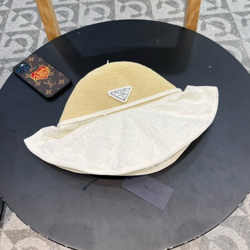 Prada Outdoor Sunscreen Spliced Fisherman Hat Versatile Sunshade Hat