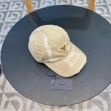 Prada Fashion Triangle Perforated Baseball Hat Versatile Couple Sunshade Hat