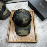 Prada Classic Camo Gliding Umbrella Fabric Triangle Logo Fisherman Hat Sunshade Baseball Hat