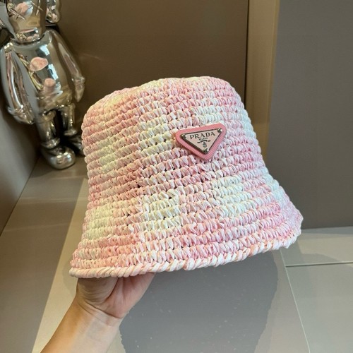 Prada Fashion Handwoven Straw Hat Fisherman's Hat