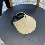 Prada New Sun Protection Large brim Empty Top Hat Straw Hat