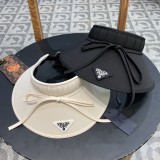 Prada Outdoor Sunscreen Open Top Hat Sweet Bow Versatile Sunshade Hat