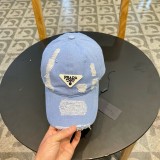 Prada Fashion Triangle Perforated Baseball Hat Versatile Couple Sunshade Hat