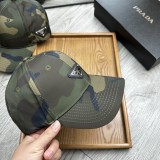 Prada Classic Camo Gliding Umbrella Fabric Triangle Logo Fisherman Hat Sunshade Baseball Hat