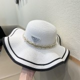 Prada New Sun Protection Lotus Edge Big Brimmed Top Hat Straw Hat