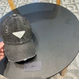 Prada Fashion Triangle Perforated Baseball Hat Versatile Couple Sunshade Hat