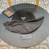 Prada Outdoor Sunscreen Spliced Fisherman Hat Versatile Sunshade Hat