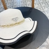 Prada New Sun Protection Lotus Edge Big Brimmed Top Hat Straw Hat