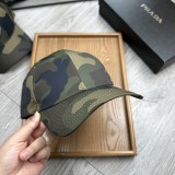 Prada Classic Camo Gliding Umbrella Fabric Triangle Logo Fisherman Hat Sunshade Baseball Hat