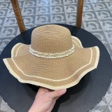 Prada New Sun Protection Lotus Edge Big Brimmed Top Hat Straw Hat