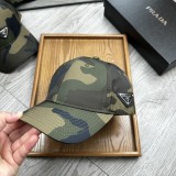 Prada Classic Camo Gliding Umbrella Fabric Triangle Logo Fisherman Hat Sunshade Baseball Hat