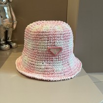 Prada Fashion Handwoven Straw Hat Fisherman's Hat