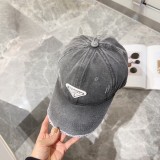 Prada Classic Classic Triangle Baseball Hat Baseball Hat Couple Versatile Washed Duck Tongue Hat