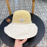 Prada Outdoor Sunscreen Spliced Fisherman Hat Versatile Sunshade Hat