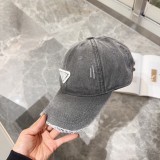 Prada Classic Classic Triangle Baseball Hat Baseball Hat Couple Versatile Washed Duck Tongue Hat