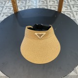 Prada New Sun Protection Large brim Empty Top Hat Straw Hat