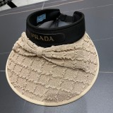 Prada Small Fragrant Wind Sunscreen Hat Women's Sunshade Open Top Hat