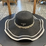 Prada New Sun Protection Lotus Edge Big Brimmed Top Hat Straw Hat