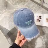 Prada Classic Classic Triangle Baseball Hat Baseball Hat Couple Versatile Washed Duck Tongue Hat