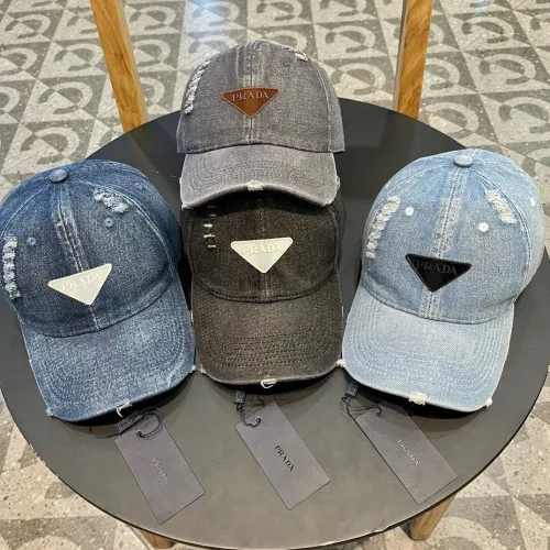 Prada Fashion Triangle Perforated Baseball Hat Versatile Couple Sunshade Hat