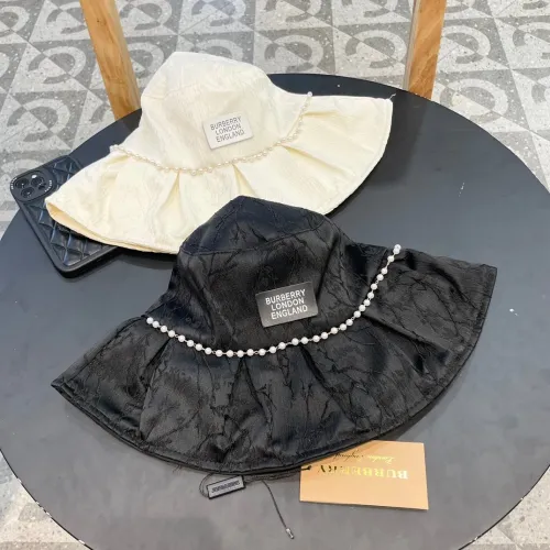 Burberry Fashion Pearl Sunshade and Sunscreen Bucket Cap Fisherman Hat