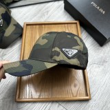 Prada Classic Camo Gliding Umbrella Fabric Triangle Logo Fisherman Hat Sunshade Baseball Hat