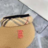 Burberry Classic Plaid Spliced Hollow Hat Straw Hat