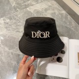 Dior New Personalized Double sided Full Print Logo Fisherman Hat Versatile Embroidered Sun Protection Hat