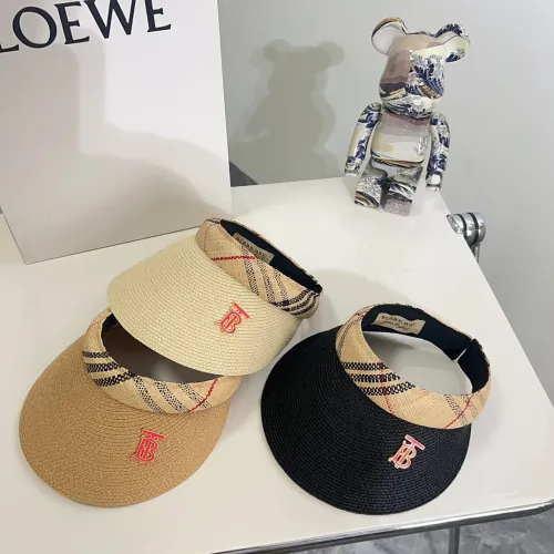 Burberry Classic Plaid Spliced Hollow Hat Straw Hat