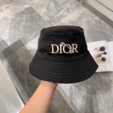 Dior New Personalized Double sided Full Print Logo Fisherman Hat Versatile Embroidered Sun Protection Hat