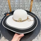 Dior Fashionable Beach Style Big Edge Grass Weaving Sunshade Straw Hat Pot Hat