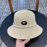 Dior Pearl Hollow Round Top Straw Hat