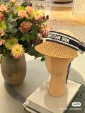 Dior Fashion Scarf Sunshade Open Top Straw Hat