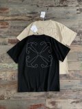 Off White Embroidered Arrows Casual T-Shirt Fashion Unisex Cotton Short Sleeve