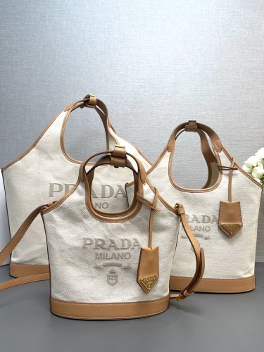 Prada Classic Simplicity Hangbag Fashion Linen Canvas Bag 1BG471