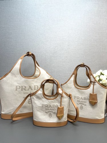 Prada Classic Simplicity Hangbag Fashion Linen Canvas Bag 1BG471