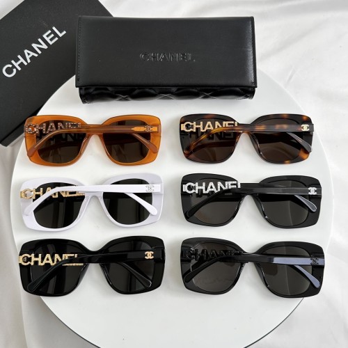 Chanel Fashion Letter Mirror Leg Rectangular Sunglasses