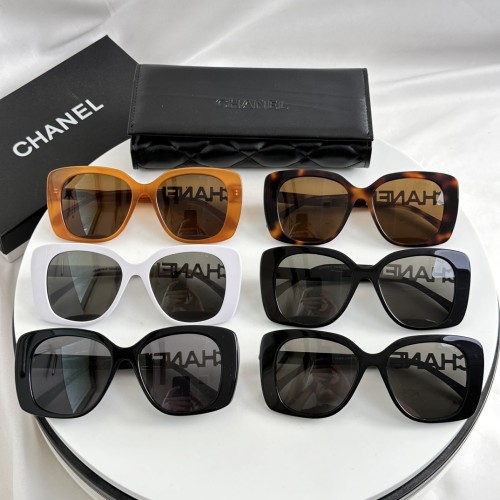 Chanel Fashion Letter Mirror Leg Rectangular Sunglasses