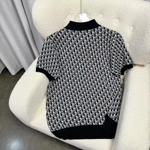 Dior Full Print Fashion Classic Knitted Polo Shirt Casual Soft Short Sleeve