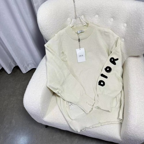 Dior Simple Fashion Logo Embroidered Knitted Sweater Pullover