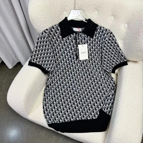 Dior Full Print Fashion Classic Knitted Polo Shirt Casual Soft Short Sleeve